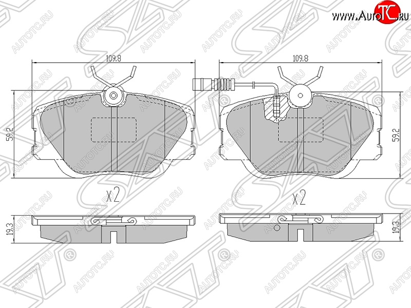 1 269 р. Колодки тормозные SAT (передние)  Mercedes-Benz C-Class  W201 - E-Class ( W124,  S124)  с доставкой в г. Москва