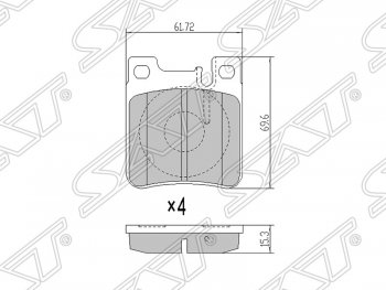 669 р. Колодки тормозные задние SAT  Mercedes-Benz C-Class ( S202,  W202,  W203,  CL203,  S203) - S class  W220  с доставкой в г. Москва. Увеличить фотографию 1