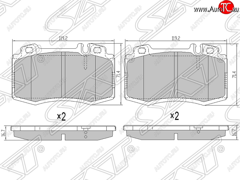 1 459 р. Колодки тормозные SAT (передние)  Mercedes-Benz ML class  W163 (1997-2001) дорестайлинг  с доставкой в г. Москва