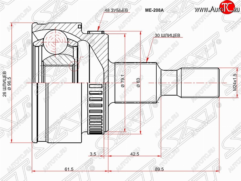 2 599 р. ШРУС SAT (наружный/ABS, 26*30*79 мм)  Mercedes-Benz ML class  W163 (1997-2005) дорестайлинг, рестайлинг  с доставкой в г. Москва