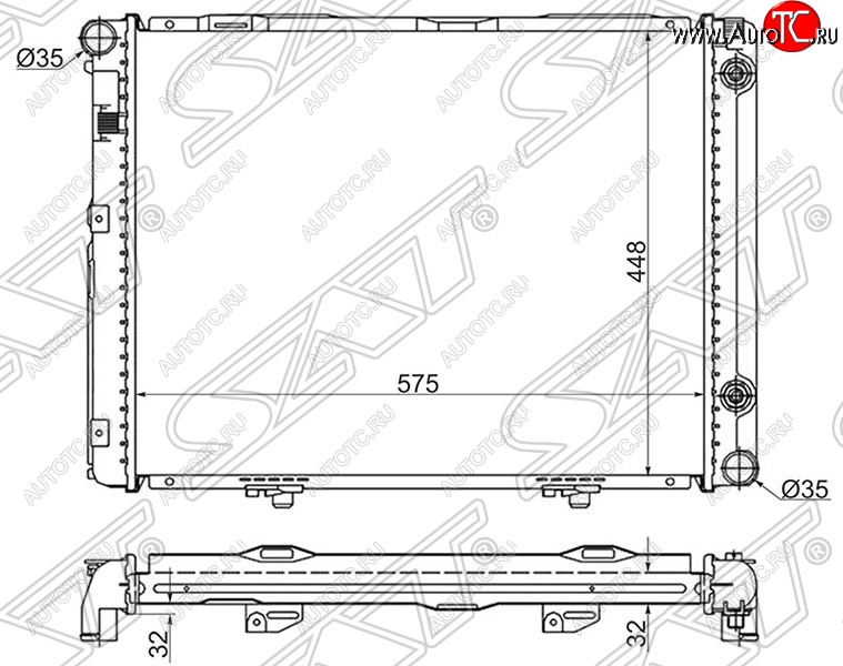 10 749 р. Радиатор двигателя (пластинчатый, 2.3, АКПП) SAT Mercedes-Benz C-Class W201 седан (1982-1992)  с доставкой в г. Москва