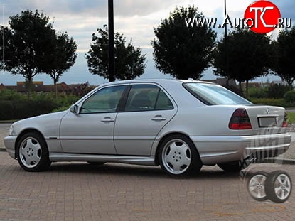 8 299 р. Пороги накладки AMG Mercedes-Benz C-Class W202 дорестайлинг седан (1993-1997) (Неокрашенные)  с доставкой в г. Москва