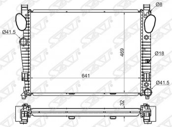 Радиатор двигателя (пластинчатый, 2.8/3.2/3.2D/3.5/4.0D/4.3/5.0/5.5/6.0/6.5, АКПП) SAT Mercedes-Benz S class W220 (1998-2005)