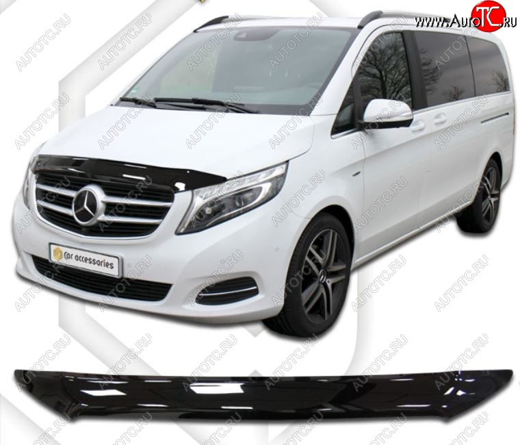 2 099 р. Дефлектор капота CA-Plastiс  Mercedes-Benz Vito  W447 (2015-2024) дорестайлинг, рестайлинг (Classic черный, Без надписи)  с доставкой в г. Москва