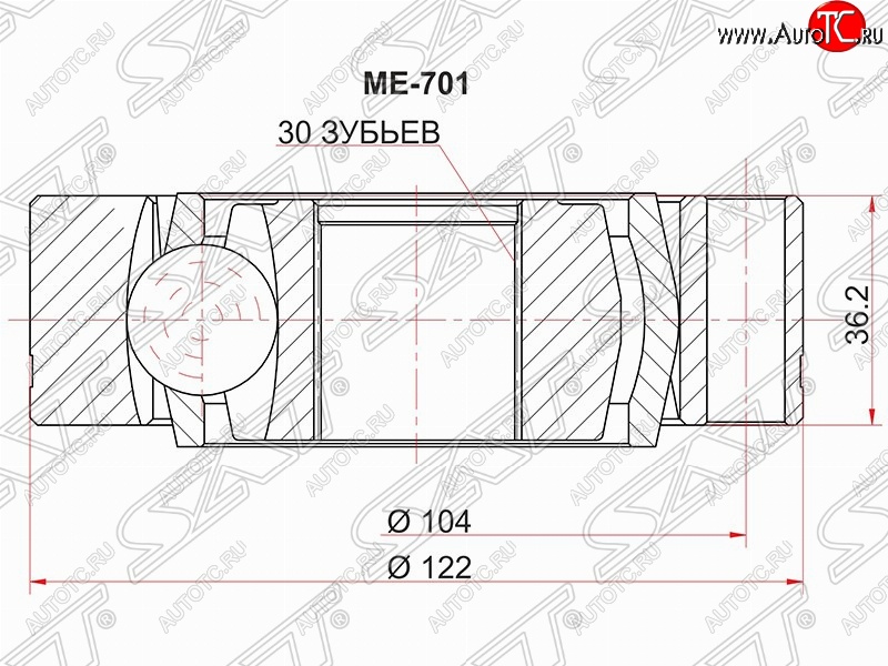 2 659 р. Шрус (внутренний) SAT (30*122 мм) Mercedes-Benz Vito W638 (1996-2003)  с доставкой в г. Москва