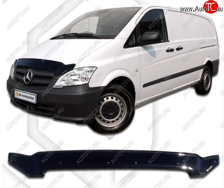 2 099 р. Дефлектор капота CA-Plastiс  Mercedes-Benz Vito  W639 (2010-2014) рестайлинг (Classic черный, Без надписи)  с доставкой в г. Москва