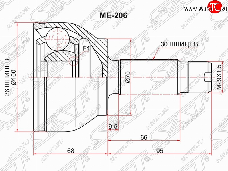 2 799 р. Шрус (наружный) SAT (36*30*70 мм)  Mercedes-Benz Vito  W639 (2003-2014) дорестайлинг, рестайлинг  с доставкой в г. Москва