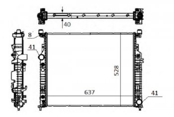 Радиатор двигателя (пластинчатый, 2.8D/3.0D/3.2D/3.5/3.5D/4.5/5.0/5.5/6.3AMG, МКПП/АКПП) SAT  GL class  X164, ML class  W164, R-Class  W251/V251