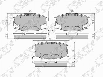 1 739 р. Колодки тормозные (передние) SAT  Mitsubishi centre typ 6 (1993-2002)  с доставкой в г. Москва. Увеличить фотографию 1