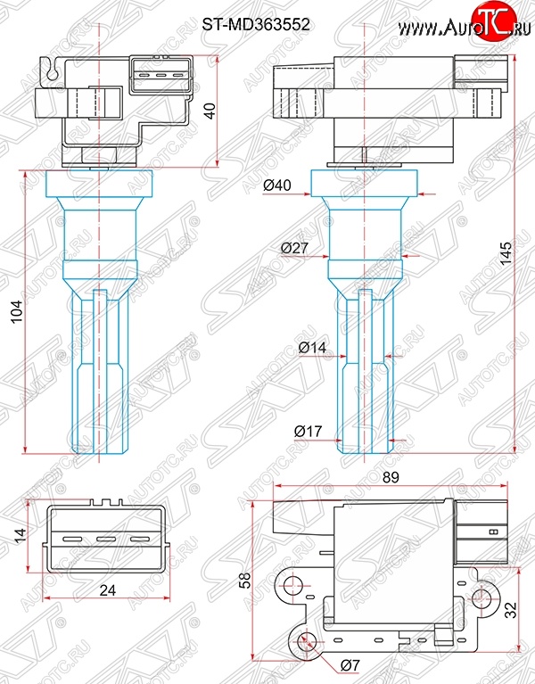 2 599 р. Катушка зажигания SAT  Mitsubishi Airtek - Outlander  CU  с доставкой в г. Москва