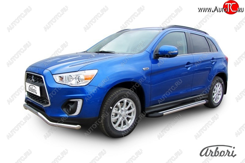 12 509 р. Порожки для ног Arbori Luxe Black Mitsubishi ASX 1-ый рестайлинг (2013-2016)  с доставкой в г. Москва