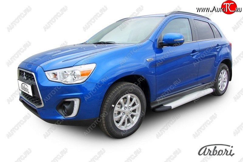 10 979 р. Порожки для ног Arbori Optima Silver Mitsubishi ASX 1-ый рестайлинг (2013-2016)  с доставкой в г. Москва