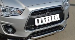 17 899 р. Защита переднего бампера (2 трубыØ63 и 42 мм, нержавейка) SLITKOFF Mitsubishi ASX 1-ый рестайлинг (2013-2016)  с доставкой в г. Москва. Увеличить фотографию 2