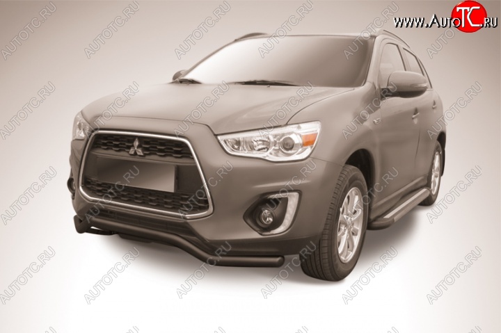 10 999 р. Защита переднего бампера d57 Slitkoff  Mitsubishi ASX (2013-2016) 1-ый рестайлинг (Цвет: серебристый)  с доставкой в г. Москва