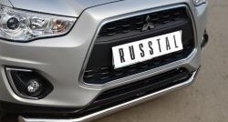 15 399 р. Одинарная защита переднего бампера диаметром 63 мм SLITKOFF Mitsubishi ASX 1-ый рестайлинг (2013-2016)  с доставкой в г. Москва. Увеличить фотографию 2