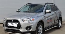 14 849 р. Защита порогов из круглой трубы диаметром 63 мм Russtal Mitsubishi ASX 1-ый рестайлинг (2013-2016) (Защита порогов с со скосами на торцах (вариант 1))  с доставкой в г. Москва. Увеличить фотографию 11