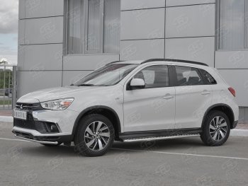 14 999 р. Защита переднего бампера (Ø42 мм, нержавейка) SLITKOFF Mitsubishi ASX 2-ой рестайлинг (2017-2020)  с доставкой в г. Москва. Увеличить фотографию 2