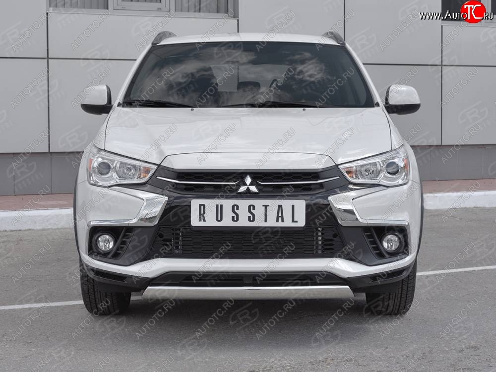 10 349 р. Защита переднего бампера (Ø75x42 мм, нержавейка) Russtal  Mitsubishi ASX (2017-2020) 2-ой рестайлинг  с доставкой в г. Москва