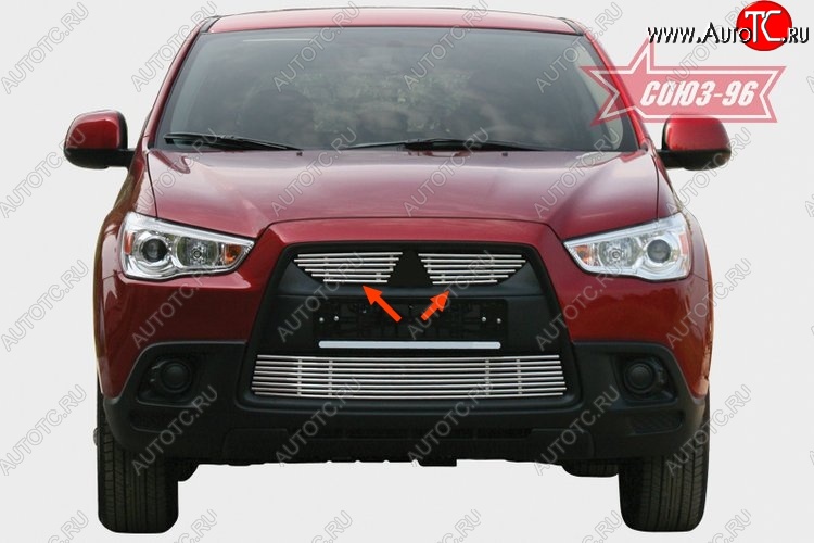 3 959 р. Декоративные элементы решетки радиатора Souz-96 (d10) Mitsubishi ASX дорестайлинг (2010-2012)  с доставкой в г. Москва