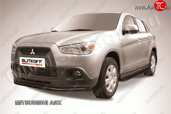 10 499 р. Защита переднего бампера из трубы d57 Slitkoff Mitsubishi ASX дорестайлинг (2010-2012) (Цвет: серебристый)  с доставкой в г. Москва