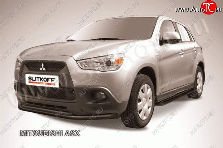 13 199 р. Защита переднего бампера из труб d57/d42 Slitkoff Mitsubishi ASX дорестайлинг (2010-2012) (Цвет: серебристый)  с доставкой в г. Москва