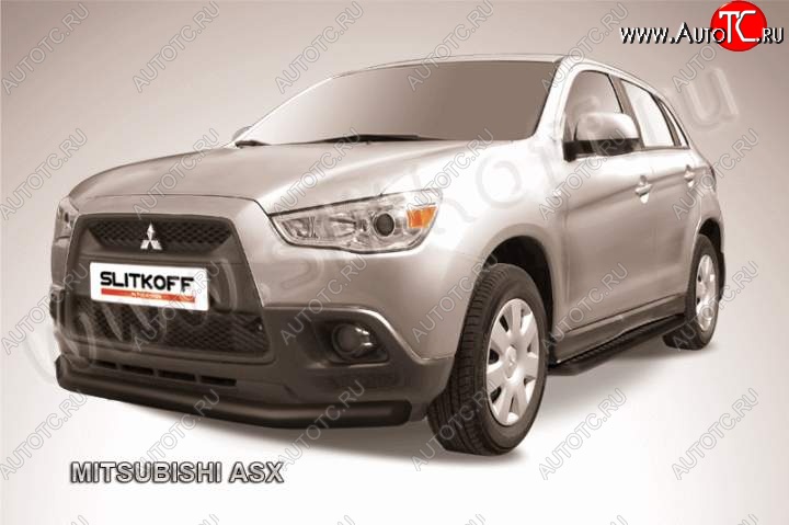 11 499 р. Защита переднего бампера из трубы d76 Slitkoff Mitsubishi ASX дорестайлинг (2010-2012) (Цвет: серебристый)  с доставкой в г. Москва