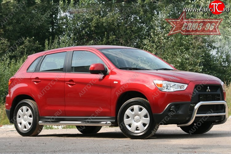 8 999 р. Защита переднего бампера Souz-96 (d60) Mitsubishi ASX дорестайлинг (2010-2012)  с доставкой в г. Москва