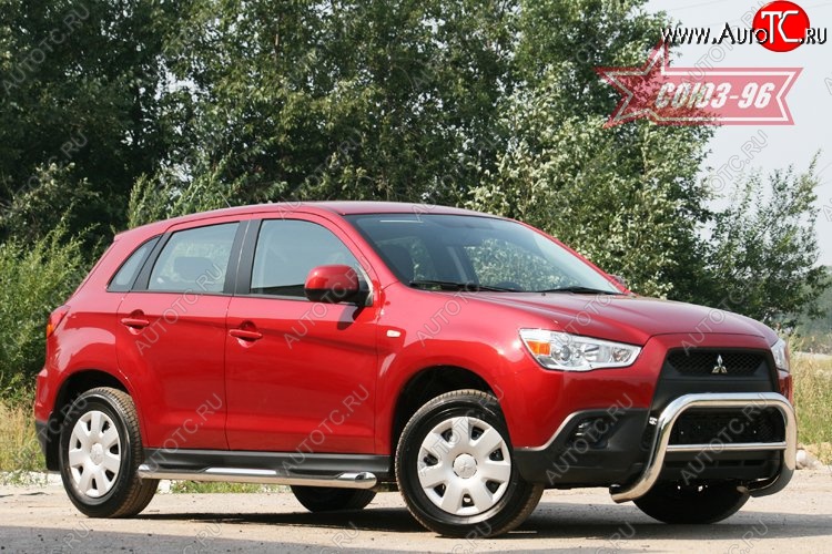 10 934 р. Защита переднего бампера Souz-96 (d76) Mitsubishi ASX дорестайлинг (2010-2012)  с доставкой в г. Москва