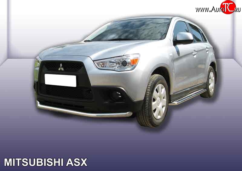 14 999 р. Одинарная защита переднего бампера из трубы диаметром 57 мм Slitkoff Mitsubishi ASX дорестайлинг (2010-2012) (Нержавейка, Полированная)  с доставкой в г. Москва