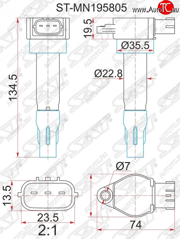 1 649 р. Катушка зажигания SAT Mitsubishi ASX дорестайлинг (2010-2012)  с доставкой в г. Москва