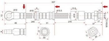 Тормозной шланг SAT (передний, левый) Mitsubishi Lancer 10 CY седан рестайлинг (2011-2017)