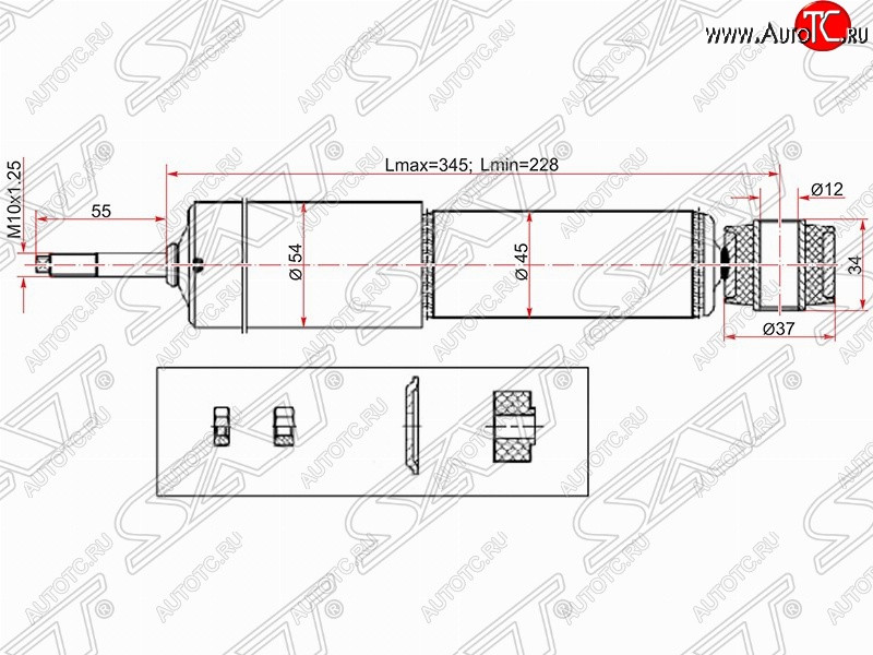 1 479 р. Амортизатор задний SAT Mitsubishi Pajero Sport PA дорестайлинг (1996-2004)  с доставкой в г. Москва