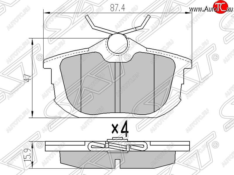 929 р. Колодки тормозные SAT (задние)  Mitsubishi Colt ( Z20, Z30 хэтчбэк 3 дв.,  Z30) - Lancer  9 CS  с доставкой в г. Москва