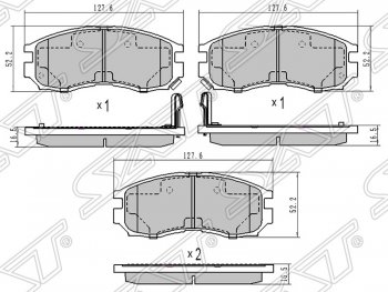 869 р. Колодки тормозные SAT (задние)  Mitsubishi Delica (4), Diamante, L400, Pajero (2 V30/V40 5 дв.,  2 V20,  2 V30/V40,  3 V70), Pajero iO, Pajero Sport (PA)  с доставкой в г. Москва. Увеличить фотографию 1