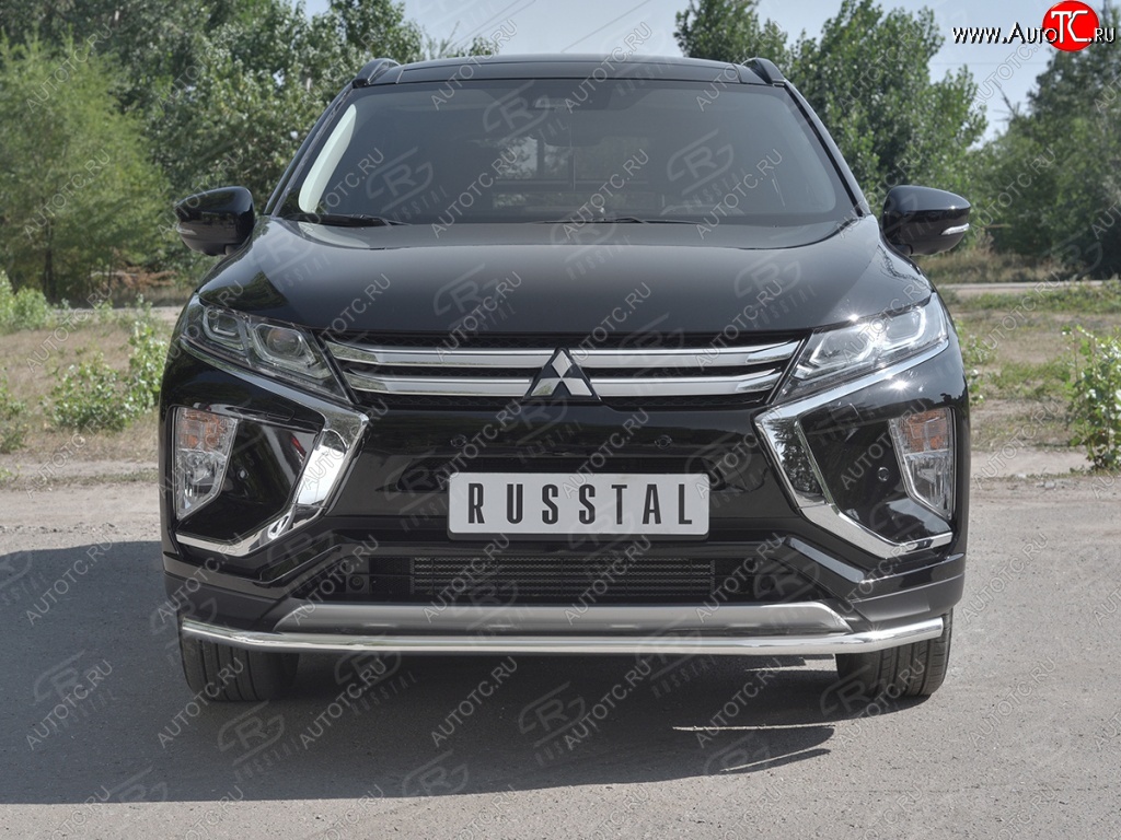 14 999 р. Защита переднего бампера (Ø42 мм, нержавейка) SLITKOFF  Mitsubishi Eclipse Cross  GK (2017-2021) дорестайлинг  с доставкой в г. Москва