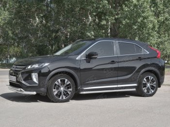 18 449 р. Защита переднего бампера (2 трубы Ø63 и 42 мм, нержавейка) SLITKOFF Mitsubishi Eclipse Cross GK дорестайлинг (2017-2021)  с доставкой в г. Москва. Увеличить фотографию 2