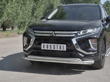 18 449 р. Защита переднего бампера (2 трубы Ø63 и 42 мм, нержавейка) SLITKOFF Mitsubishi Eclipse Cross GK дорестайлинг (2017-2021)  с доставкой в г. Москва. Увеличить фотографию 4