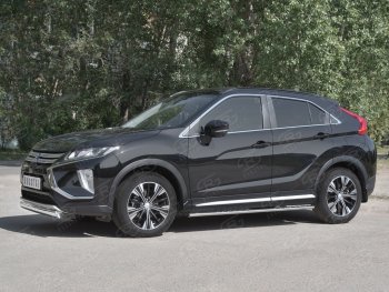 9 649 р. Защита переднего бампера (Ø75х42 мм, нержавейка) Russtal  Mitsubishi Eclipse Cross  GK (2017-2021) дорестайлинг  с доставкой в г. Москва. Увеличить фотографию 2