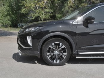 9 649 р. Защита переднего бампера (Ø75х42 мм, нержавейка) Russtal  Mitsubishi Eclipse Cross  GK (2017-2021) дорестайлинг  с доставкой в г. Москва. Увеличить фотографию 3