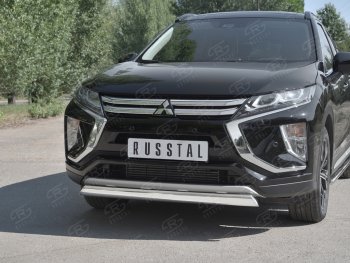 9 649 р. Защита переднего бампера (Ø75х42 мм, нержавейка) Russtal  Mitsubishi Eclipse Cross  GK (2017-2021) дорестайлинг  с доставкой в г. Москва. Увеличить фотографию 4