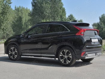 16 699 р. Защита заднего бампера (2 трубы Ø63 и 42 мм, нержавейка) SLITKOFF  Mitsubishi Eclipse Cross  GK (2017-2021) дорестайлинг  с доставкой в г. Москва. Увеличить фотографию 2