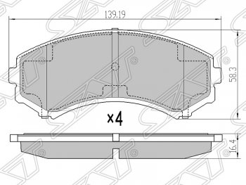 1 199 р. Колодки тормозные SAT (передние)  Mitsubishi Pajero ( 3 V70,  3 V60) (1999-2006) дорестайлинг, дорестайлинг, рестайлинг, рестайлинг  с доставкой в г. Москва. Увеличить фотографию 1