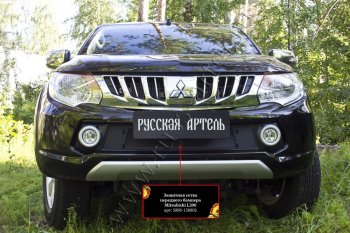 1 689 р. Защитная сетка решетки переднего бампера (шагрень) РА  Mitsubishi L200  5 KK,KL (2015-2019) дорестайлинг  с доставкой в г. Москва. Увеличить фотографию 3