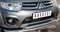 18 799 р. Защита переднего бампера (2 трубыØ63 мм, нержавейка) SLITKOFF Mitsubishi L200 5 KK,KL дорестайлинг (2015-2019)  с доставкой в г. Москва. Увеличить фотографию 2