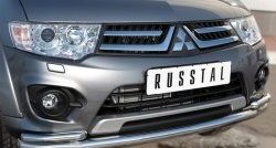 17 949 р. Защита переднего бампера (2 трубыØ63 и 42 мм, нержавейка) SLITKOFF Mitsubishi L200 5 KK,KL дорестайлинг (2015-2019)  с доставкой в г. Москва. Увеличить фотографию 3