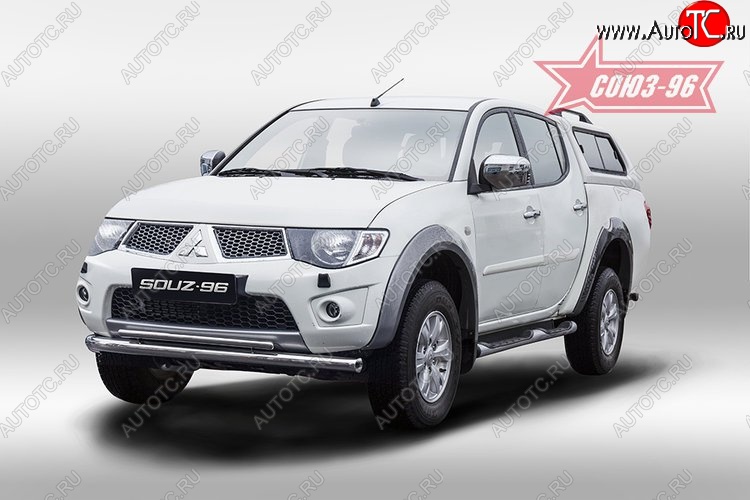 15 254 р. Защита переднего бампера двойная Souz-96 (d76/42) Mitsubishi L200 5 KK,KL дорестайлинг (2015-2019)  с доставкой в г. Москва