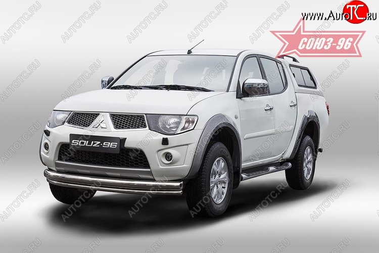 15 254 р. Защита переднего бампера двойная Souz-96 (d76/42)  Mitsubishi L200  5 KK,KL (2015-2019) дорестайлинг  с доставкой в г. Москва