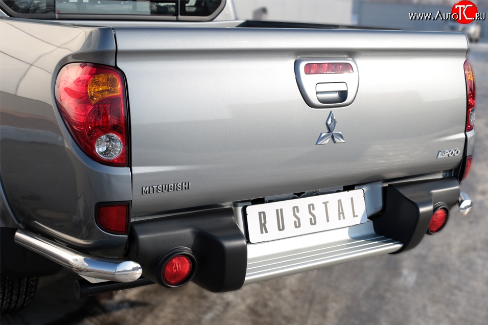 17 599 р. Защита заднего бампера (Ø63 мм уголки, нержавейка) SLITKOFF  Mitsubishi L200  5 KK,KL (2015-2019) дорестайлинг  с доставкой в г. Москва