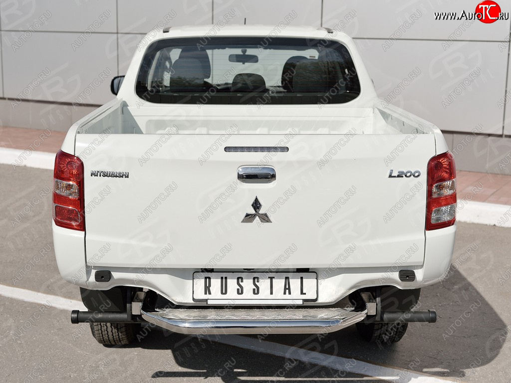 21 699 р. Защита заднего бампера (труба d63 с листом) SLITKOFF  Mitsubishi L200  5 KK,KL (2015-2019) дорестайлинг (Лист алюминий/профиль сталь)  с доставкой в г. Москва