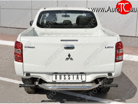 22 849 р. Защита заднего бампера (труба d63 с листом) SLITKOFF  Mitsubishi L200  5 KK,KL (2015-2019) дорестайлинг (Лист алюминий/профиль нержавейка)  с доставкой в г. Москва